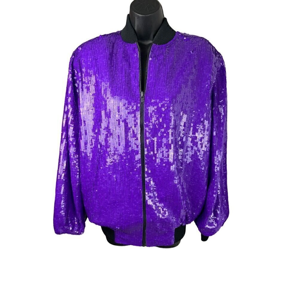 Disco jacket vintage purple sequins MED 48 chest men’s women’s
